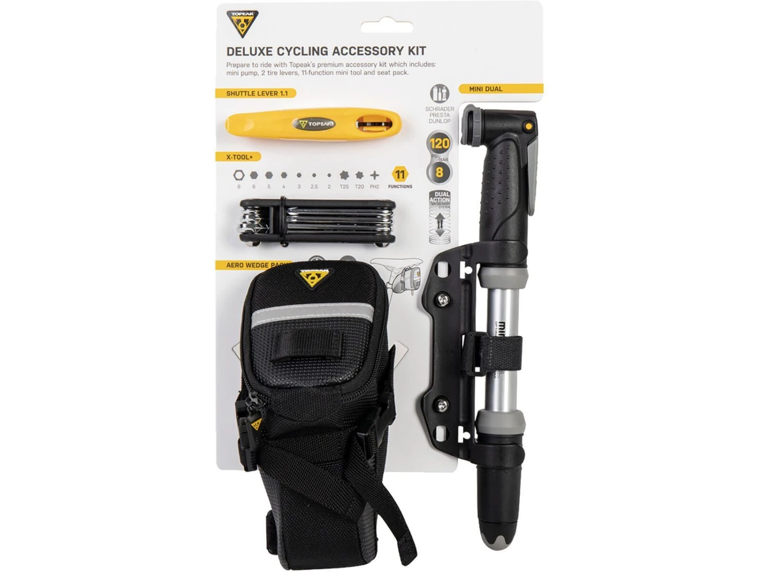 Topeak Deluxe Cycling Accessory Kit + Mini-Pumpe / Mini-Tool / Reifenheber 1 Topeak Deluxe Cycling Accessory Kit + Mini-Pumpe / Mini-Tool / Reifenheber