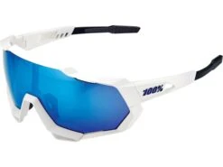 100% Speedtrap - HiPER Blue Mirror, Matte White